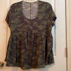 Lane Bryant - Camo, Scoop-neck baby doll top - 18/20. Tried on but never worn.
